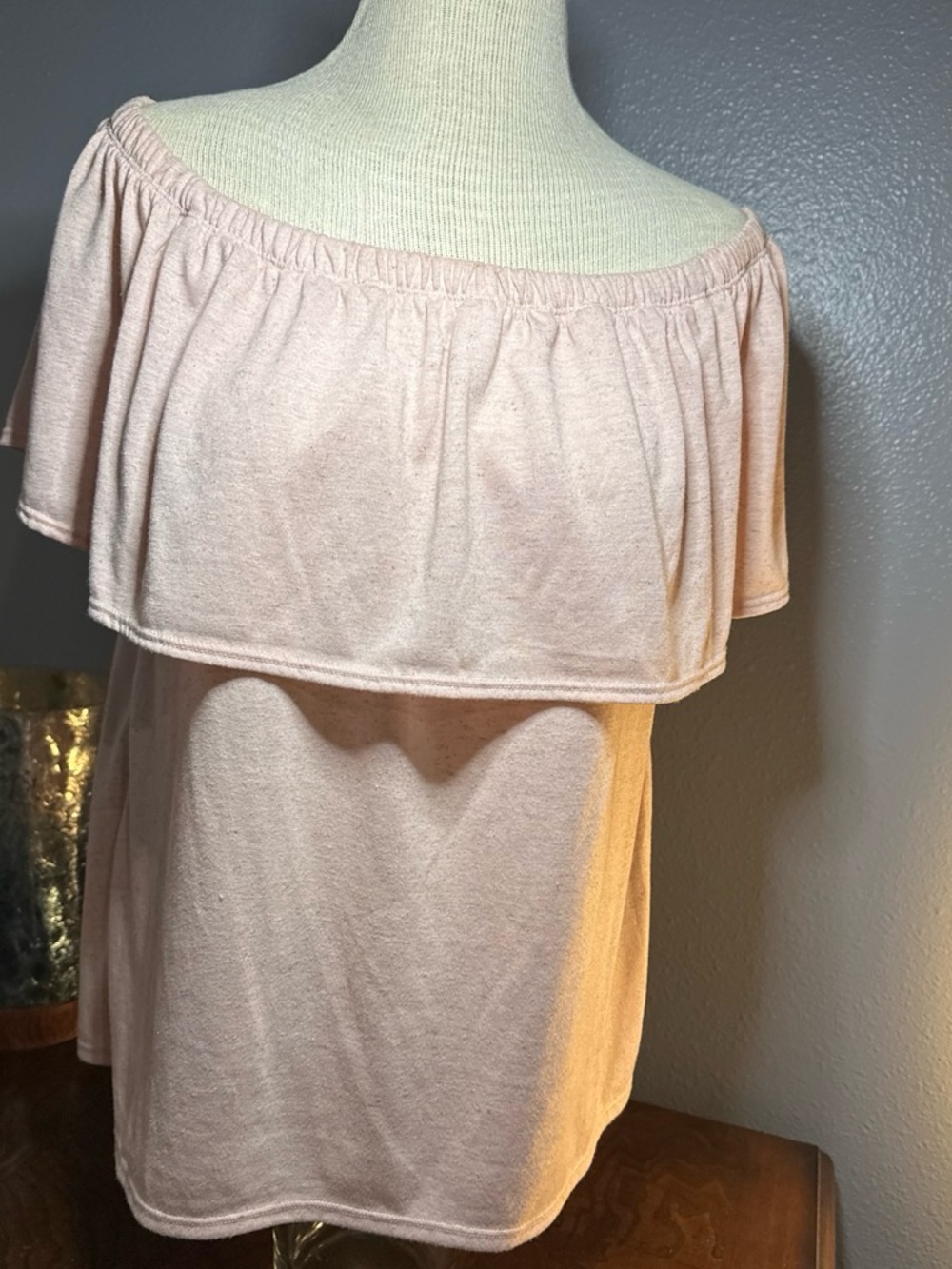 Off-Shoulder Ruffle Top in Soft Blush